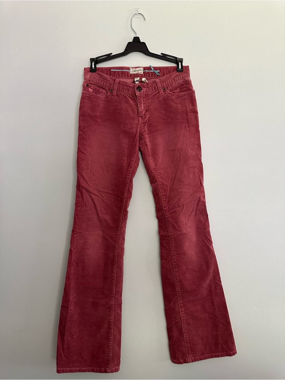 Y2K Abercrombie Corduroy Flared Pants - Pink/Red Size 00